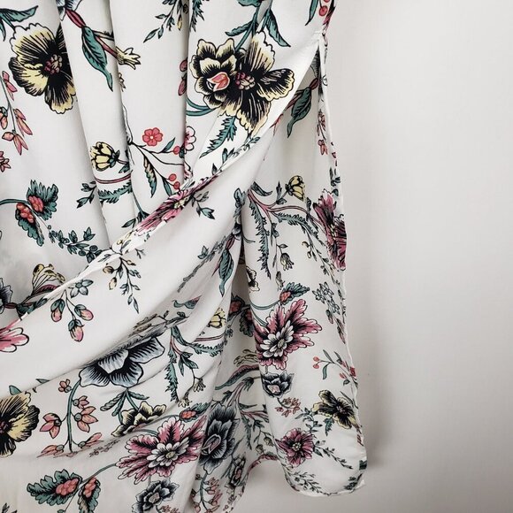 Loft Maxi Dress White Floral Sundress Wallpaper Sleeveless Blouson V-Neck Size 4 - Picture 4 of 9